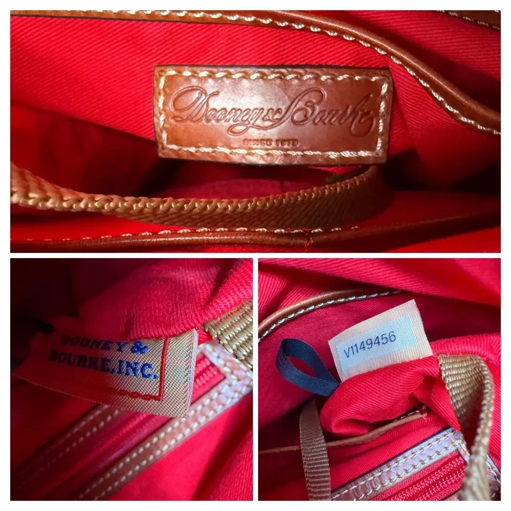 Dooney & Bourke Florentine Leather Suede Satchel Navy Cognac Crossbody Bag - Picture 11 of 15